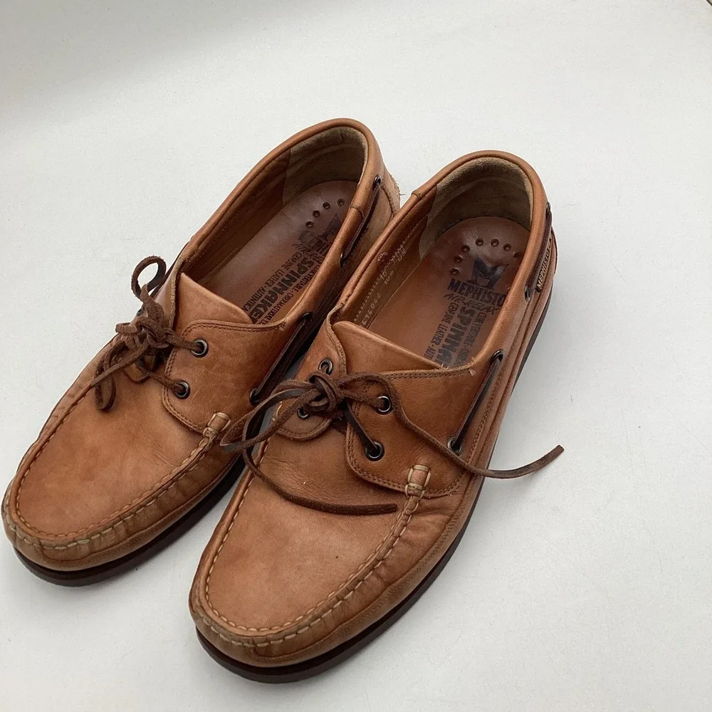 Mephisto Spinnaker Mens Tan Leather Boat Shoes Deck Shoes Size 10.5 US 10 EUR‎